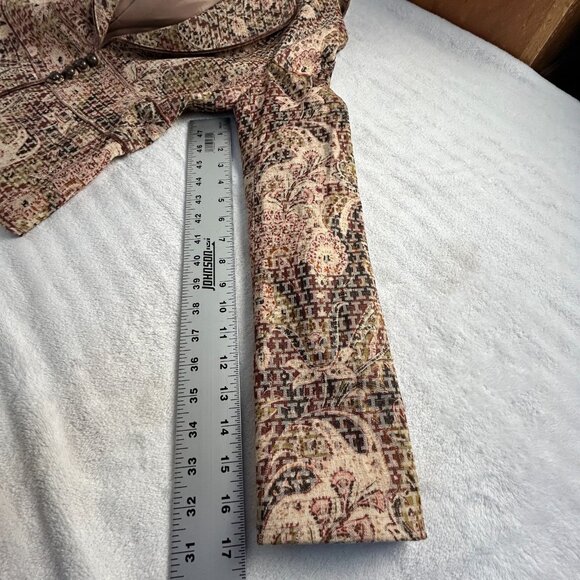 On & On Modern Femme Women's Long Sleeve Blazer Collared Jacket Lined Floral Tan - Picture 10 of 11